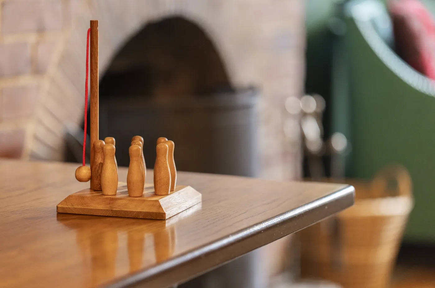 Wooden tabletop skittles game